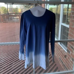 Denim & Co. dip dye long sleeve loose fitting tunic